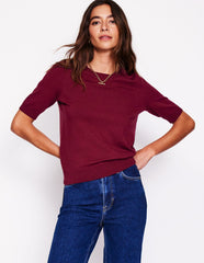 Boden Emilia Cotton Crew T-shirt - Deep Wisteria
