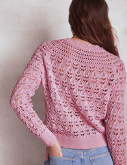 Boden Crochet Mix Stitch Sweater - Formica Pink