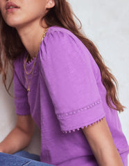 Boden Mila Lace Trim Top - Amethyst Pruple