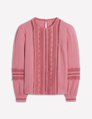 Boden Trim Interest Double Cloth Top - Pink Heather
