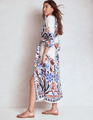 Boden Mae Linen Blend Shirt Dress - Multi, Elaborate Garden