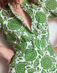 Boden Kate Puff Sleeve Belted Dress - Paradise Green, Dahlia Stamp