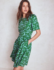 Boden Louisa Short Jersey Dress - Highland Green, Leafy Grove