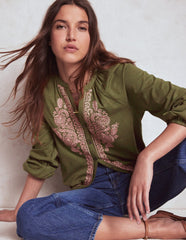Boden Alma Embroidered Shirt - Woodland Green