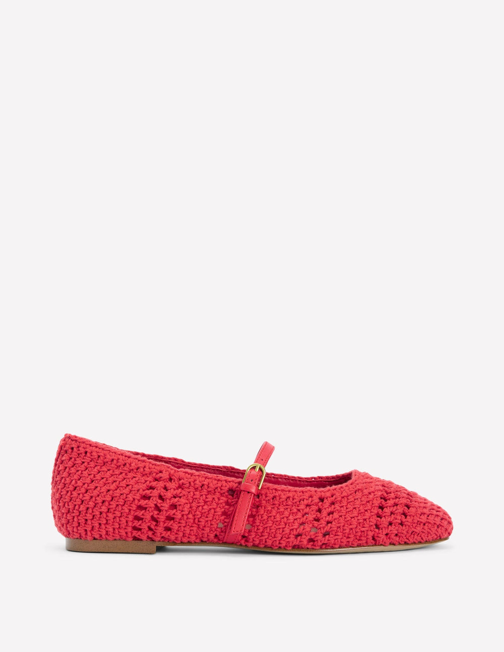 Boden Crochet Mary Jane Flats - Post box Red