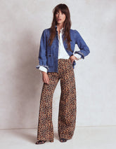 Boden High Rise Wide Leg Jeans - Leopard Print