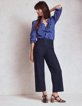 Boden Patch Pocket Cropped Pants - Indigo Braid