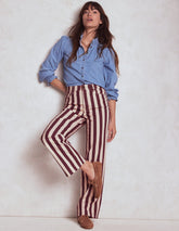 Boden High Rise Column Leg Jeans - Maroon and Ivory Stripe