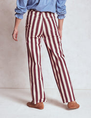 Boden High Rise Column Leg Jeans - Maroon and Ivory Stripe