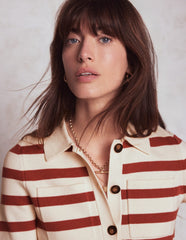Boden Astrid Knitted Shirt - Warm Ivory, Terracotta