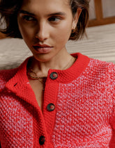 Boden Libby Knitted Jacket - Pink Ribbon/ Poppy Red