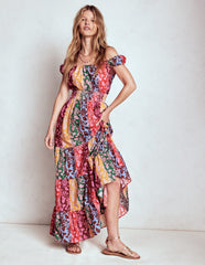 Boden Scoop Cotton Tiered Dress - Multi, Ornate Vine