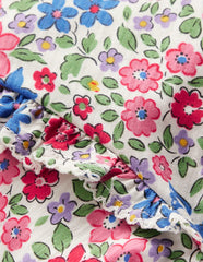 Boden Frill Sleeve Slub Top - Rose Pink Flowerbed