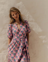 Boden Christabel Cotton Midi Dress - Pink, Wildflower Bouquet