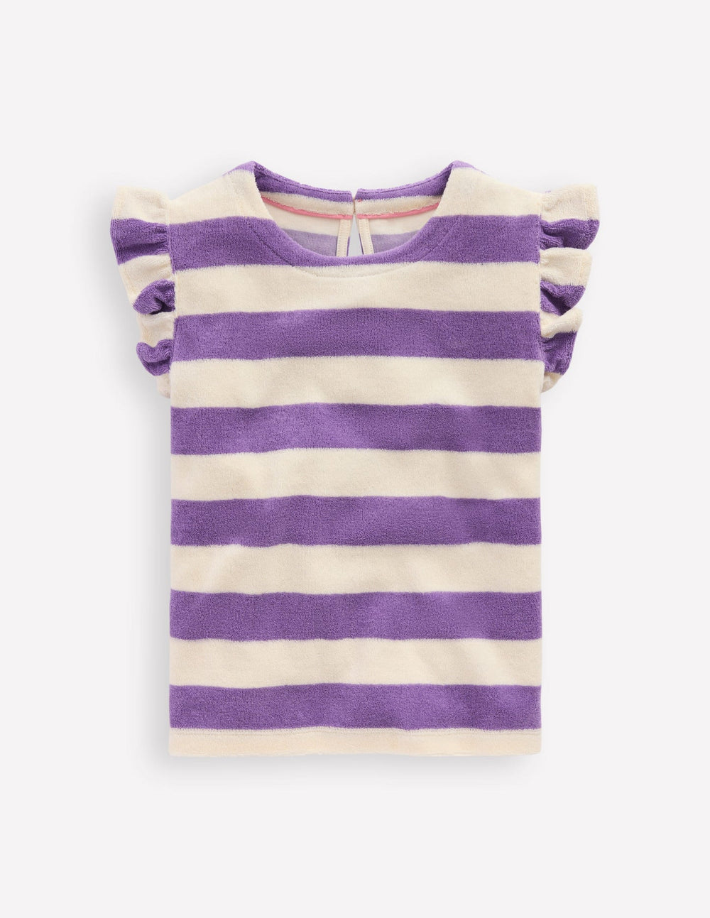 Boden Relaxed Towelling Top - Soft Ivory/Aster Purple