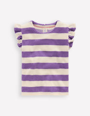 Boden Relaxed Towelling Top - Soft Ivory/Aster Purple