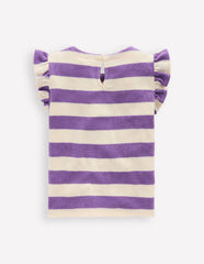 Boden Relaxed Towelling Top - Soft Ivory/Aster Purple