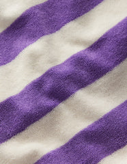 Boden Relaxed Towelling Top - Soft Ivory/Aster Purple