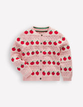 Boden Pretty Scalloped Cardigan - Chalk Pink Apples
