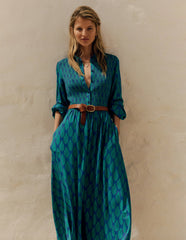 Boden Smocked Jersey Shirt Dress - Blue, Wildflower Bouquet