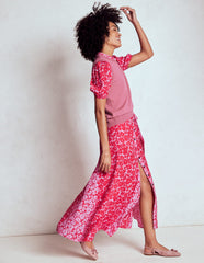 Boden Alegra Midi Shirt Dress - Jewel Red, Leafy Grove