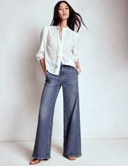 Boden High Rise Clean Wide Jeans - Mid Vintage