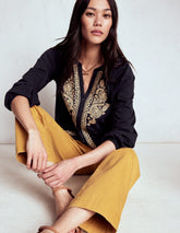 Boden Alma Embroidered Shirt - Navy