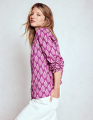 Boden Isla Long Sleeve Jersey Shirt - Purple, Wildflower Bouquet