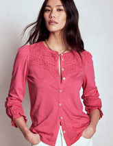 Boden Pippa Broderie Jersey Shirt - Rose Pink