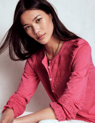Boden Pippa Broderie Jersey Shirt - Rose Pink
