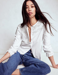 Boden Pippa Broderie Jersey Shirt - White