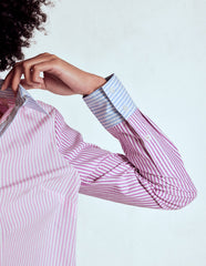 Boden Sienna Cotton Shirt - Hotched, Multi Stripe