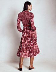 Boden Smocked Jersey Shirt Dress - Chestnut, Painted Dot