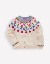 Boden Edie Fair Isle Cardigan - Ecru Marl Flowers