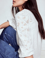 Boden May Broderie Top - White