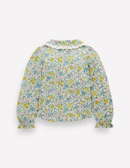 Boden Collared Slub Top - Pear Green Flowerbed