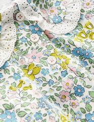 Boden Collared Slub Top - Pear Green Flowerbed