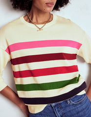 Boden Lara Relaxed Cotton Jumper - Ivory, Multi Stripe