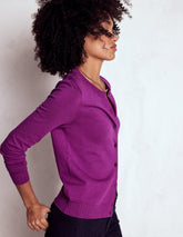 Boden Emilia Cotton Crew Cardigan - Regal Purple