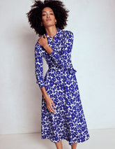 Boden Marcia Jersey Shirt Dress - Bright Blue, Leafy Grove