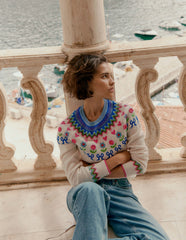 Boden Edie Fair Isle Sweater - Oatmeal Melange, Flowers