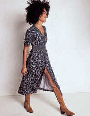 Boden Natalia Jersey Tea Dress - French Navy, Ballet Slipper
