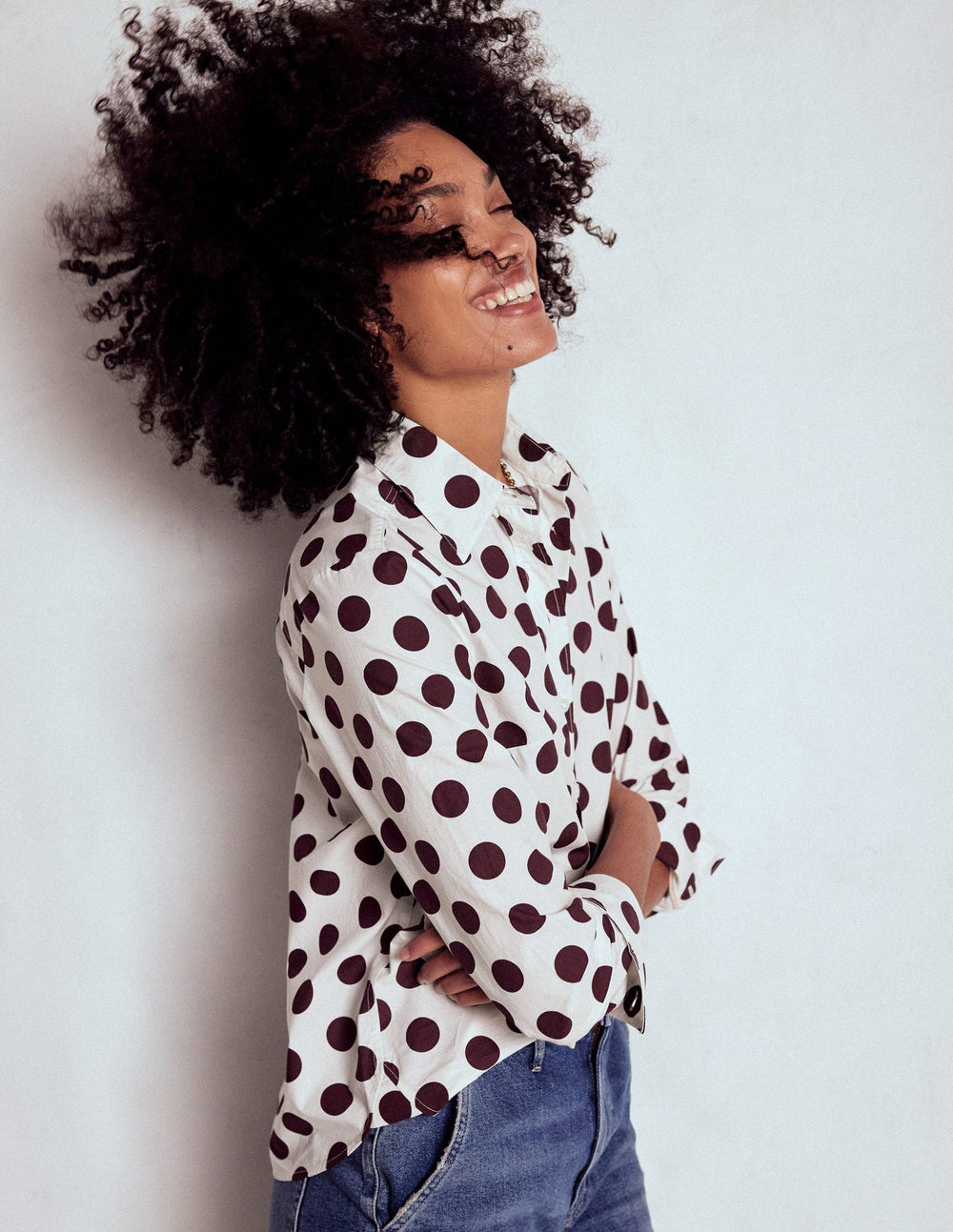 Boden Sienna Cotton Shirt - Deep Wisteria, Spots