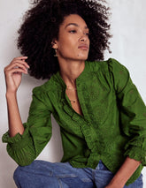 Boden Alice Broderie Top - Promenade Green