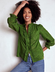 Boden Alice Broderie Top - Promenade Green