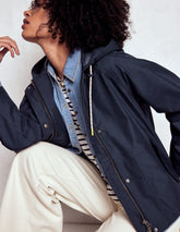 Boden Cropped Rain Mac - Navy