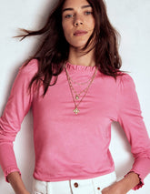 Boden Supersoft Frill Detail Top - Formica Pink