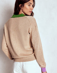 Boden Lara Relaxed Cotton Henley - Chinchilla Melange