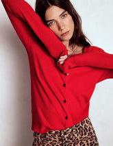 Boden Emilia Cotton Crew Cardigan - Poppy Red