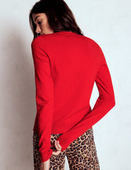 Boden Emilia Cotton Crew Cardigan - Poppy Red